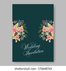 Floral wreath wedding invitation