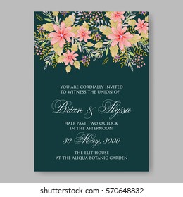 Floral wreath wedding invitation