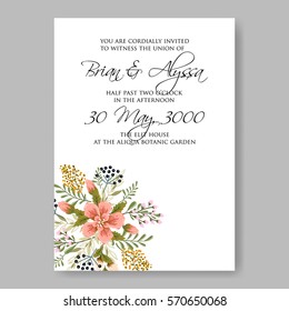 Floral wreath wedding invitation