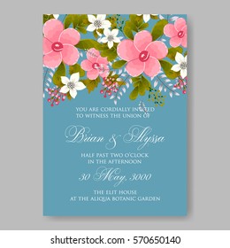 Floral wreath wedding invitation