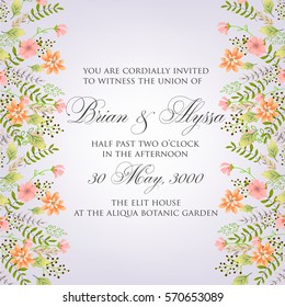 Floral wreath wedding invitation