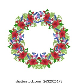 Corona floral, fondo aislado blanco