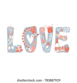 Floral wreath for your Valentine's Day or Wedding design. Love concept. Vector illustration