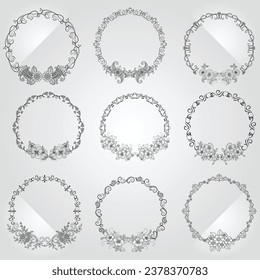 Floral wreaths, big set of floral round frames vector illustration. Perfect for invitations, greeting cards, quotes, blogs, Wedding Frames, posters and more