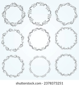 Floral wreaths, big set of floral round frames vector illustration. Perfect for invitations, greeting cards, quotes, blogs, Wedding Frames, posters and more