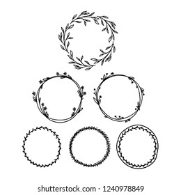 Floral wreaths collection. Vector illustration. Isolated on white background