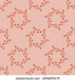 floral wreaths seamless vector pattern in pink