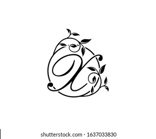 Floral X Letter Swirl Logo. Circle X With Classy Leaves Shape design perfect for Boutique, Jewelry, Beauty Salon, Cosmetics, Spa, Hotel and Restaurant Logo. 