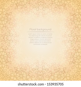 Floral yellow abstract background. Template for text. 