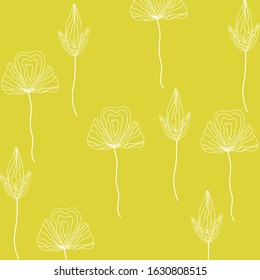 Floral yellow background isolated vector illustration. Decorative graphic element. Summer design. Abstract flower pattern. Spring bouquet.
