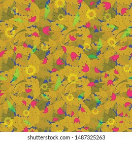 Floral yellow fabric pattern - illustration