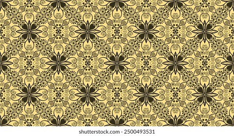 Floral yellow seamless elegant background design pattern for kitenge, textiles, tiles, wallpaper, and more