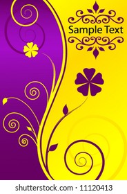 Floral Yellow-Purple Background with Text-box