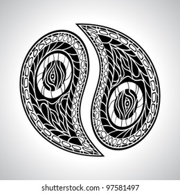 Floral Yin Yang Symbol vector illustration.