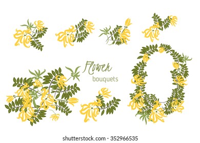 Floral ylang-ylang retro vintage background, vector illustration