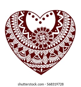 Floral zentangle heart. Hand drawing illustration. Adut coloring book page. Love sign