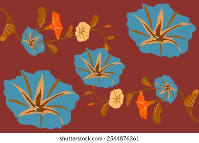 Floral,flowers, seamless, traditional ethnic, thai pattern, fabric pattern for textiles, rugs, wallpaper, clothing, sarong, batik, wrapping, embroidery, print, background, cover, illustration, vector.