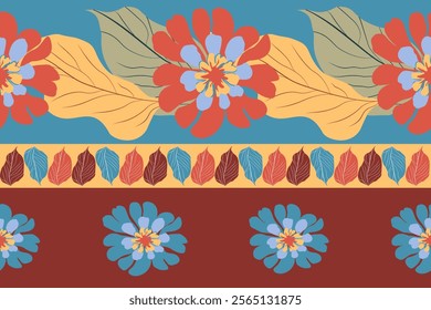 Floral,flowers, seamless, traditional ethnic, thai pattern, fabric pattern for textiles, rugs, wallpaper, clothing, sarong, batik, wrapping, embroidery, print, background, cover, illustration, vector.
