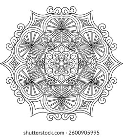 "Floral-Inspired Mandala Outline A Mesmerizing Symmetry of Nature’s Beauty"