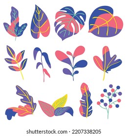 Florals with abstract style easy editable color
