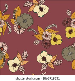 Florals Abstract Vector Seamless Repeat Pattern Design