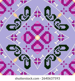 florals fabric pattern pixel purple colour minimalist 