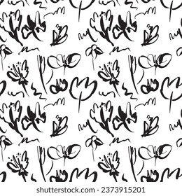 Florals garden seamless pattern. Covering greetings cards, gift wrap, fabrics, kids design, wallpaper, stationery