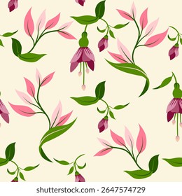 florals Heliconia pink fabric pattern vector flat design