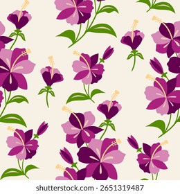 florale hibiscus lila Stoff Muster Vektor flaches Design