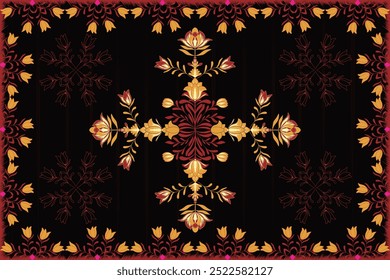 florals pattern with hand drawn design seamless pattern in modern, Damask pattern with unique hand drawing design, background print for fabric, clothing, wrapping paper, cover, rug, homedecor