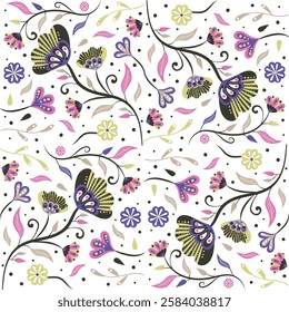 florals pattern. hand drawn florals vector background.