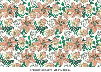 florals pattern. hand drawn florals vector background.