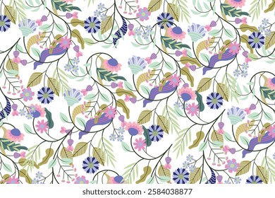 florals pattern. hand drawn florals vector background.