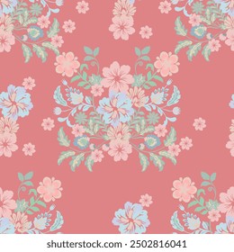 Florals pattern with ornament detail on  peach FuzzPantone. sstkBackgrounds design for,bundhani,batik,seamless pattern ,fabric,saree,warping ,clothing,decorative 