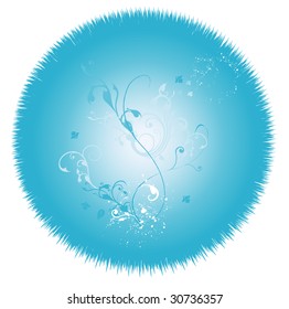 Florals in a round frame