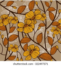 Florals of seamless pattern background. vector