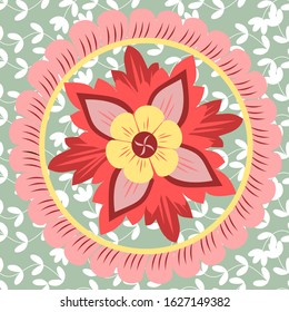 florals seamless pattern consisting of floral,leaves, circle ,line for making fabric patterns, backgrounds, wallpapers,textiles,bag,garment,fashion design.