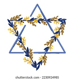 Estrella florística de David vector clipart. Ilustración de símbolo judío. Hanukkah