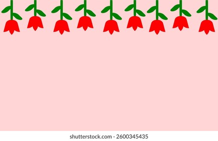 Florals top frame clip art with red colour. Flower clip art vector illustration