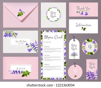 Florals wedding cards. Invited placards floral decoration flower frames vector template. Wedding invitation floral design illustration
