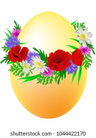 Florals wreath template card for Easter. Vector illustration 