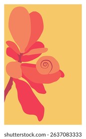 A floral-themed background vector featuring soft and calming pastel colors, complemented by silhouettes of leaves, snail, and branches. Perfect for posters, prints, covers, wallpapers, or wall decor.