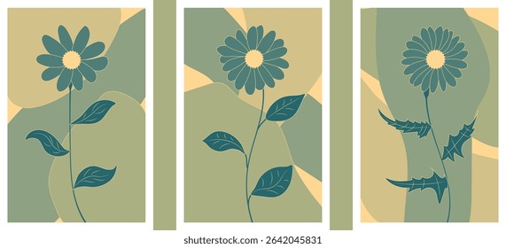 Floral-themed background vector set featuring calming pastel colors, complemented by silhouettes of flowers and abstract shape. Perfect for posters, prints, covers, wallpapers, or home decor.