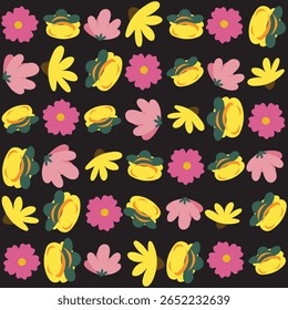 Padrão Florar. Projeto de fundo floral abstrato com elementos botânicos artísticos