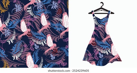florel pattern design Floral Pattern Background: Vector illustration of a seamless floral pattern with cute birds in spring for wedding, anniversary, birthday, and party. Design for banner, poster, ca
