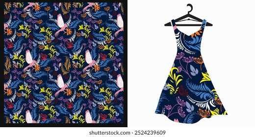 florel pattern design Floral Pattern Background: Vector illustration of a seamless floral pattern with cute birds in spring for wedding, anniversary, birthday, and party. Design for banner, poster, ca