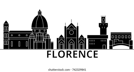 Florence architecture vector city skyline, travel cityscape with landmarks, buildings, isolated sights on background