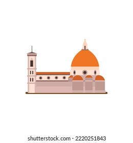 Florence Cathedral, Cattedrale di Santa Maria del Fiore. Flat style illustration