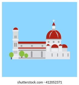 Florence cathedral flat design landmark illustration vector