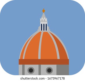 Florence cathedral, illustration, vector on white background.